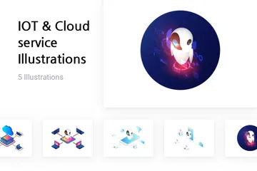 IoT e serviço em nuvem Pacote de Ilustrações