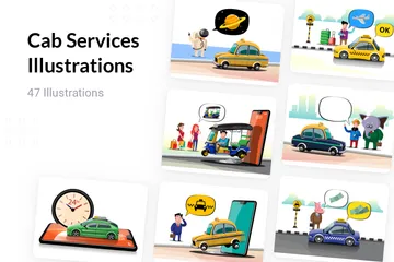 Serviços de táxi Pacote de Ilustrações