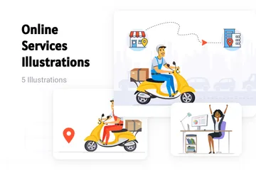 Serviços online Illustration Pack