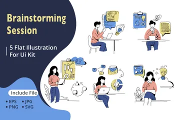 Sessão de brainstorming Illustration Pack