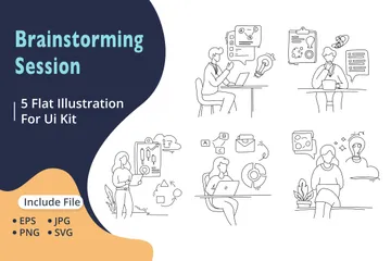 Sessão de brainstorming Illustration Pack