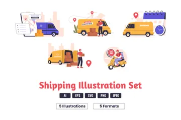 Set Collection Of Shipping Illustration Pack