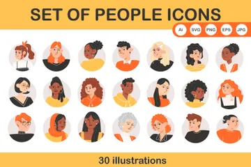 Set Of People Scons Illustration Pack