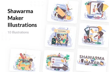 Shawarma Maker Illustration Pack