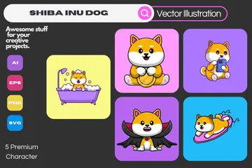 Cachorro Shiba Inu Pacote de Ilustrações