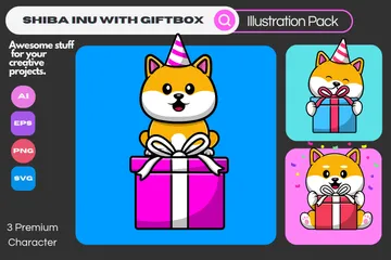 Cane Shiba Inu con confezione regalo Illustration Pack