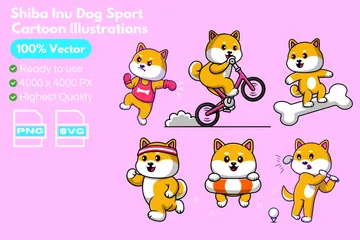 Shiba Inu Dog Illustration Pack