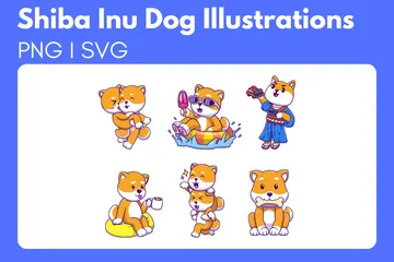 Shiba Inu Hund Illustrationspack