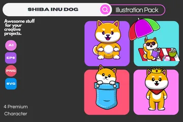 Shiba Inu Hund Illustrationspack