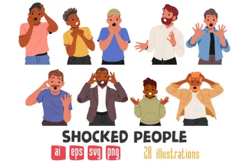 Shocked People Illustration Pack