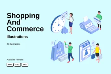 Shopping And Commerce Illustration Pack