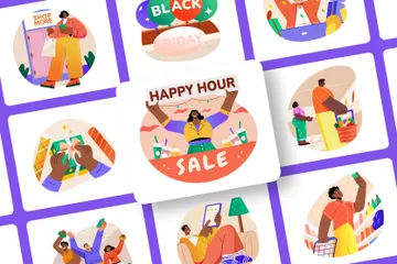 Shopping And Sale Illustration Pack