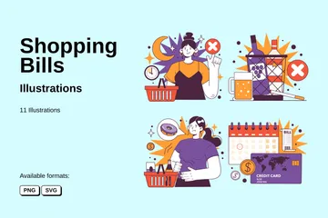 Shopping Bills Illustration Pack