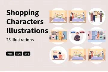Shopping Characters Illustration Pack