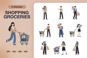 Shopping Groceries Illustration Pack