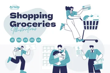 Shopping Groceries Illustration Pack