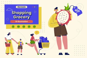 Shopping Grocery Illustration Pack
