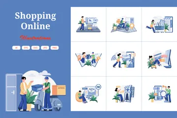 Shopping Online Illustration Pack