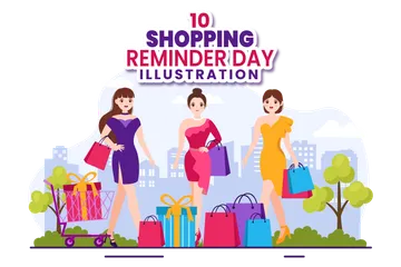 Shopping Reminder Day Illustration Pack