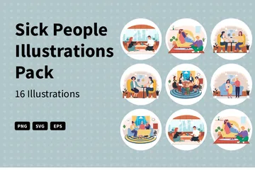 Sick People Illustration Pack