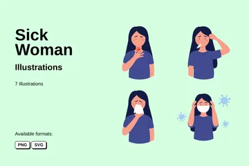 Sick Woman Illustration Pack