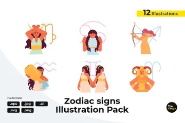 Signos Astrológicos do Zodíaco Pacote de Ilustrações