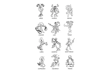 Personas De Los Signos Del Zodíaco Paquete de Ilustraciones