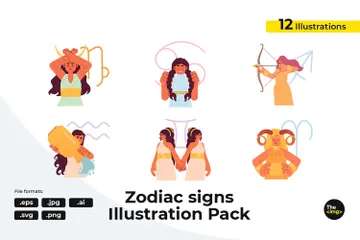 Signos astrológicos del zodíaco Paquete de Ilustraciones