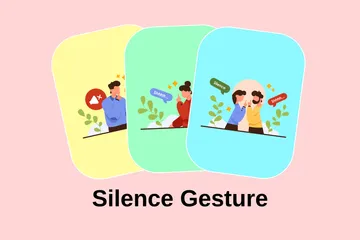 Silence Gesture Illustration Pack