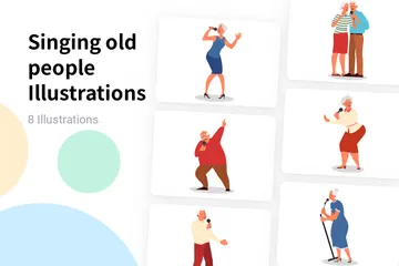 Singing Old People Illustration Pack
