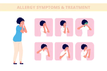 Sintomas de alergia Pacote de Ilustrações