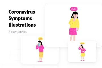 Sintomas do coronavírus Pacote de Ilustrações