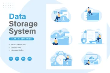 Sistema de almacenamiento de datos Paquete de Ilustraciones