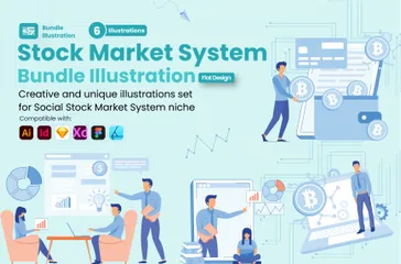 Sistema de Mercado de Ações Pacote de Ilustrações