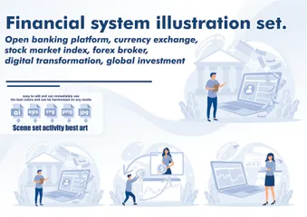 Sistema financeiro Pacote de Ilustrações