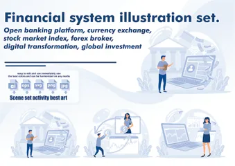 Sistema financiero Paquete de Ilustraciones