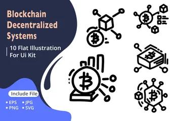 Sistemas descentralizados de blockchain Paquete de Ilustraciones