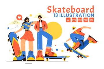 Skate Pacote de Ilustrações