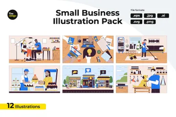 Small Business Working Illustration Pack
