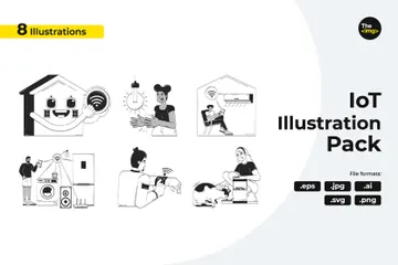 Smart Home Automation And Connected Living Illustration Pack