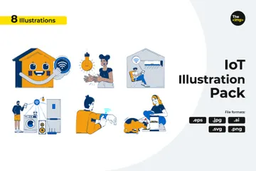 Smart Home Automation And Connected Living Illustration Pack