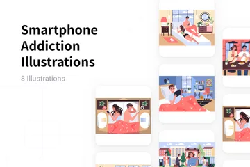 Smartphone Addiction Illustration Pack