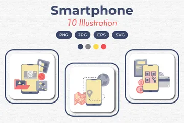 Smartphone und Funktionen Illustrationspack