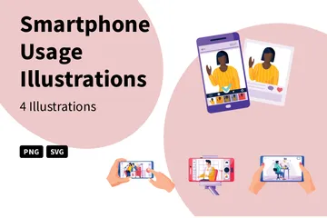 Smartphone Usage Illustration Pack