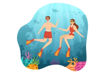 Snorkeling Illustration Pack