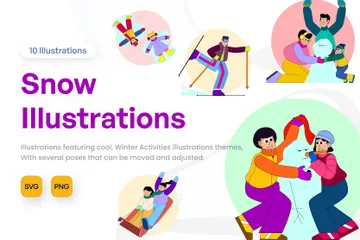 Snow Activities Illustration Pack