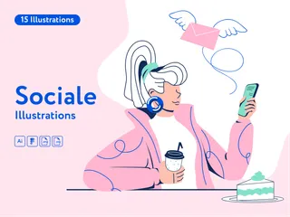 Social Paquete de Ilustraciones