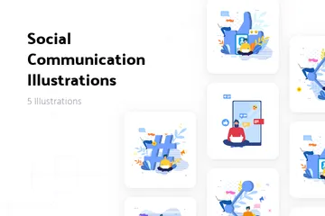 Social Communication Illustration Pack