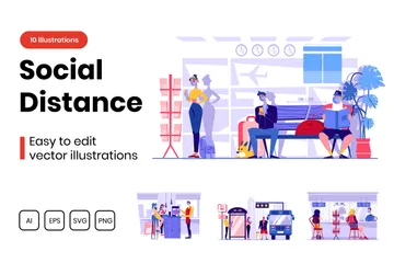 Social Distance Illustration Pack