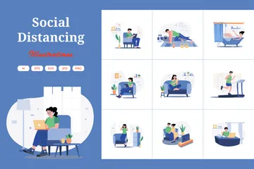 Social Distancing Illustration Pack